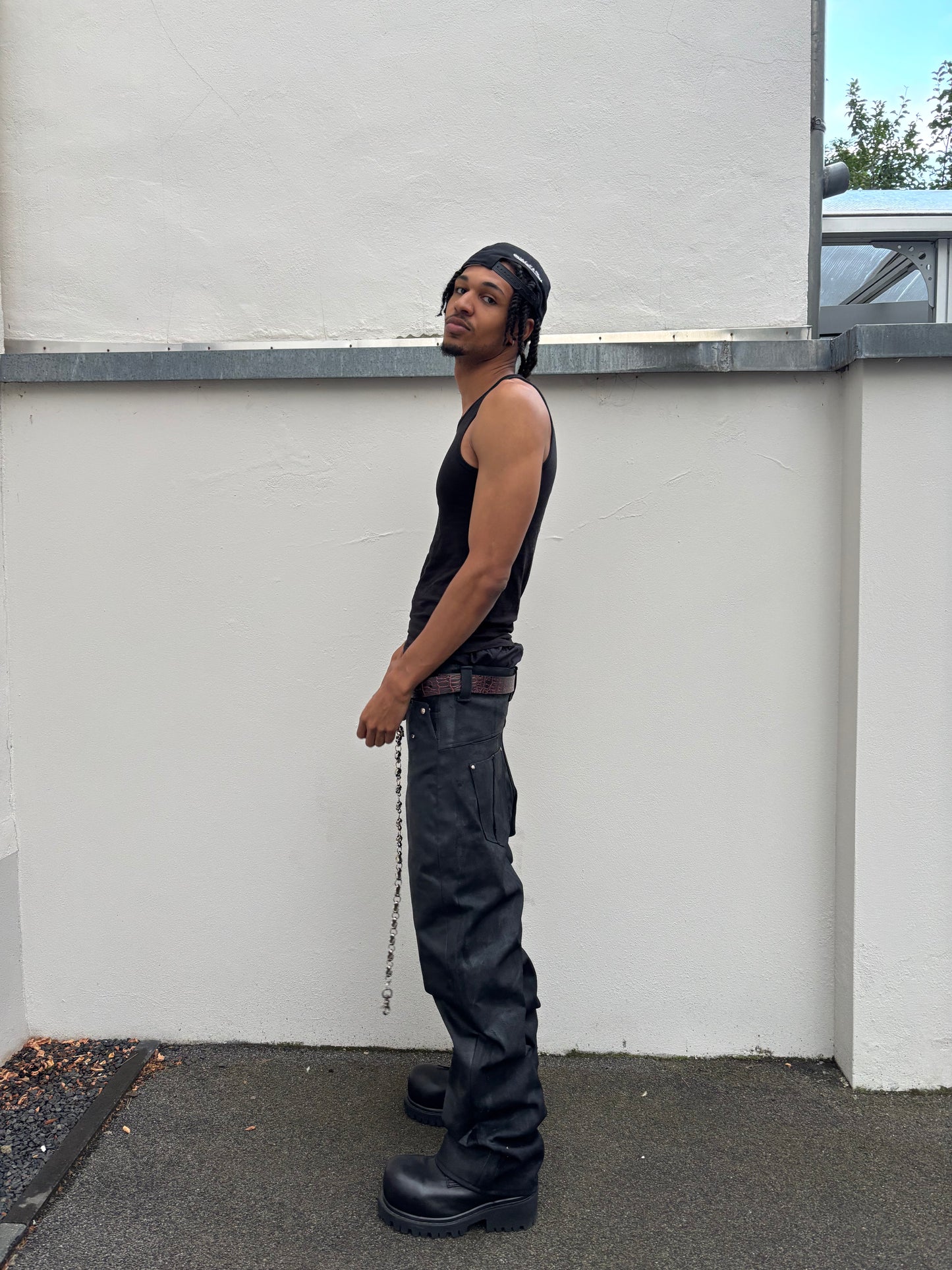 Black Shiny 8 Pocket Selvedge Denim
