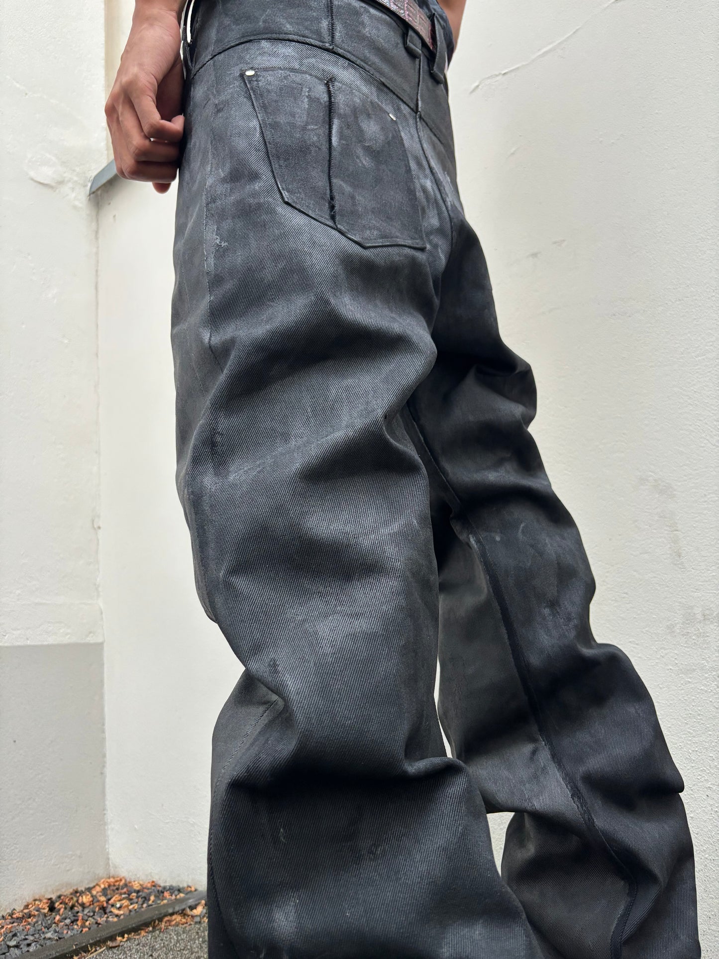 Black Shiny 8 Pocket Selvedge Denim
