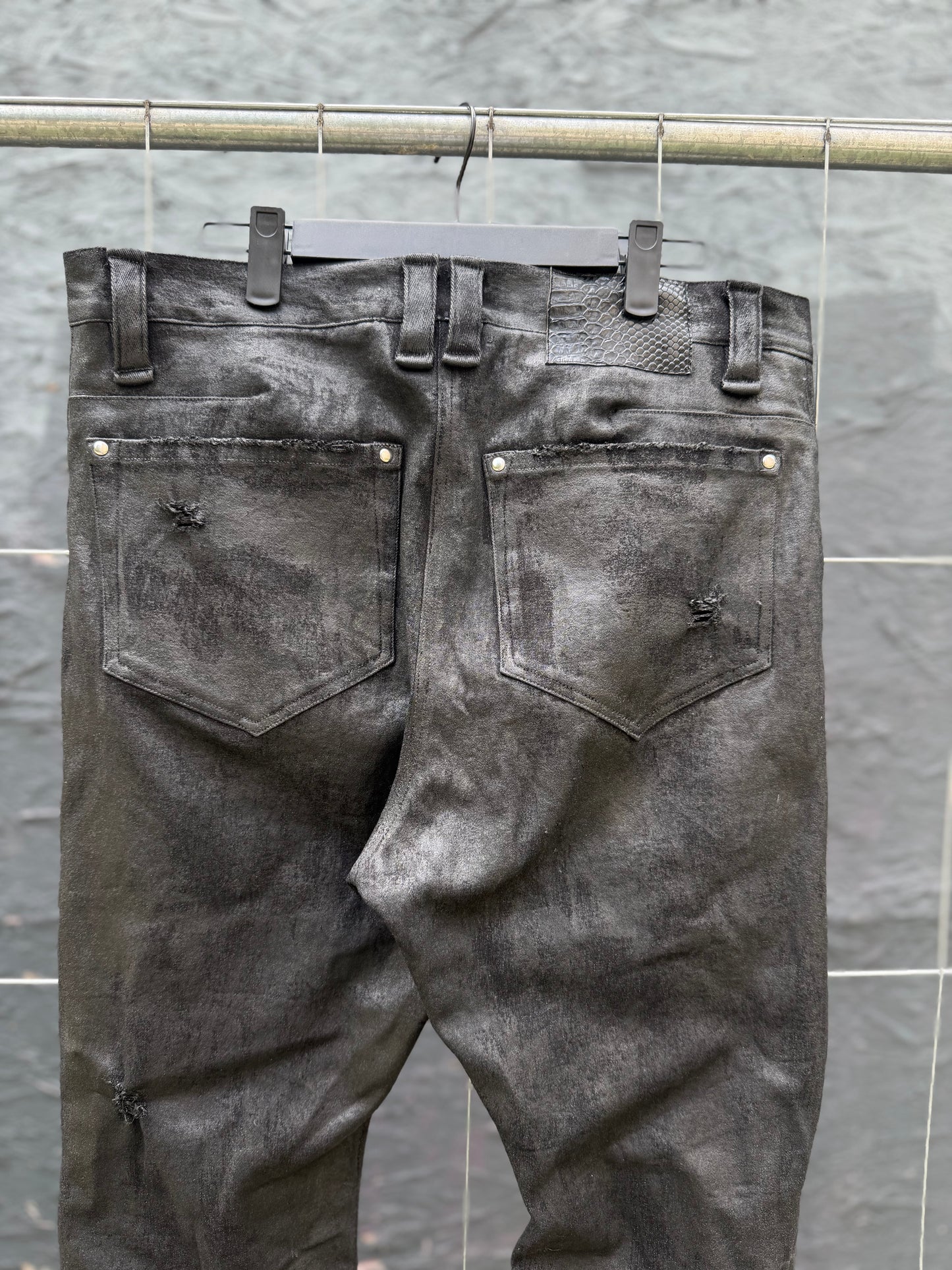 Distressed Coated Denim (Boot Cut)
