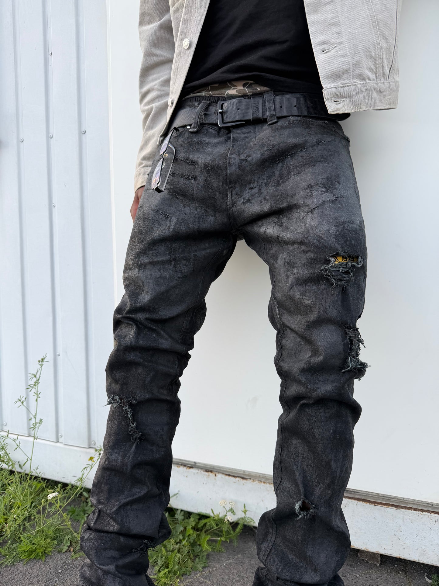Distressed Coated Denim (Slim Fit)