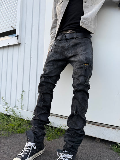 Distressed Coated Denim (Slim Fit)