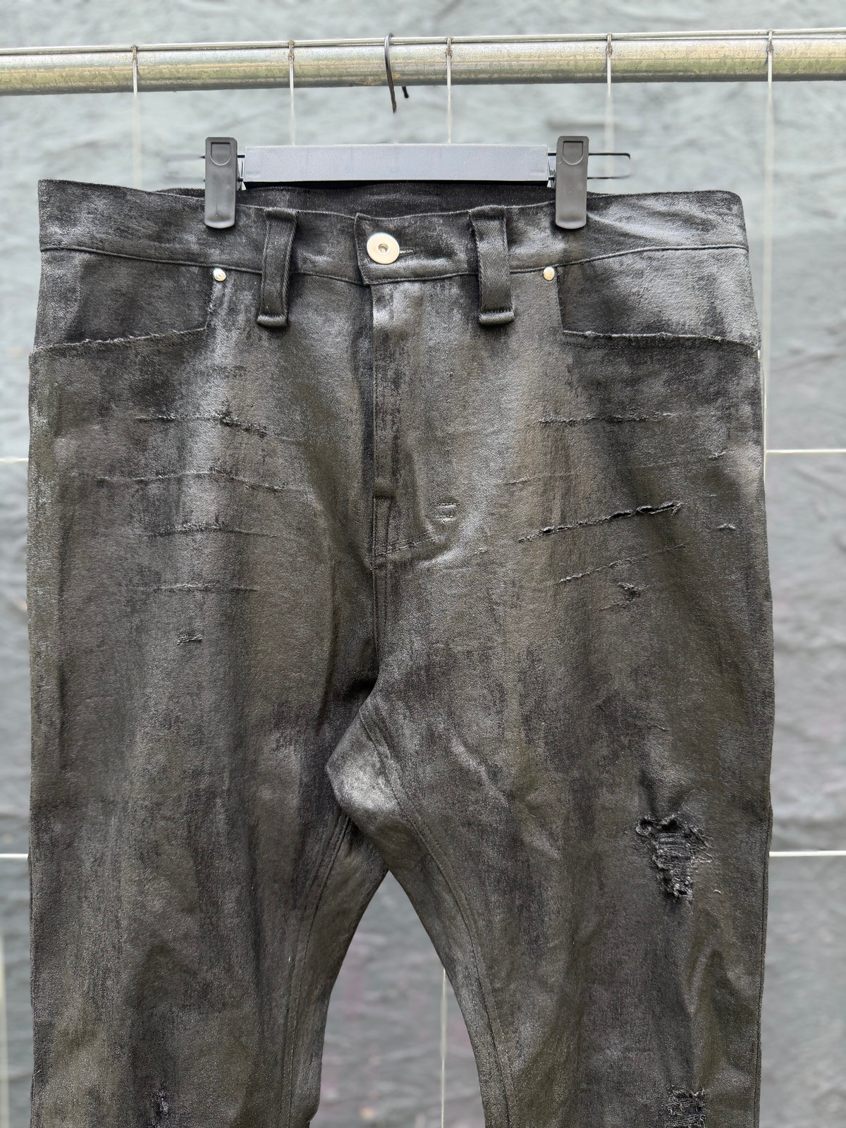 Distressed Coated Denim (Boot Cut)