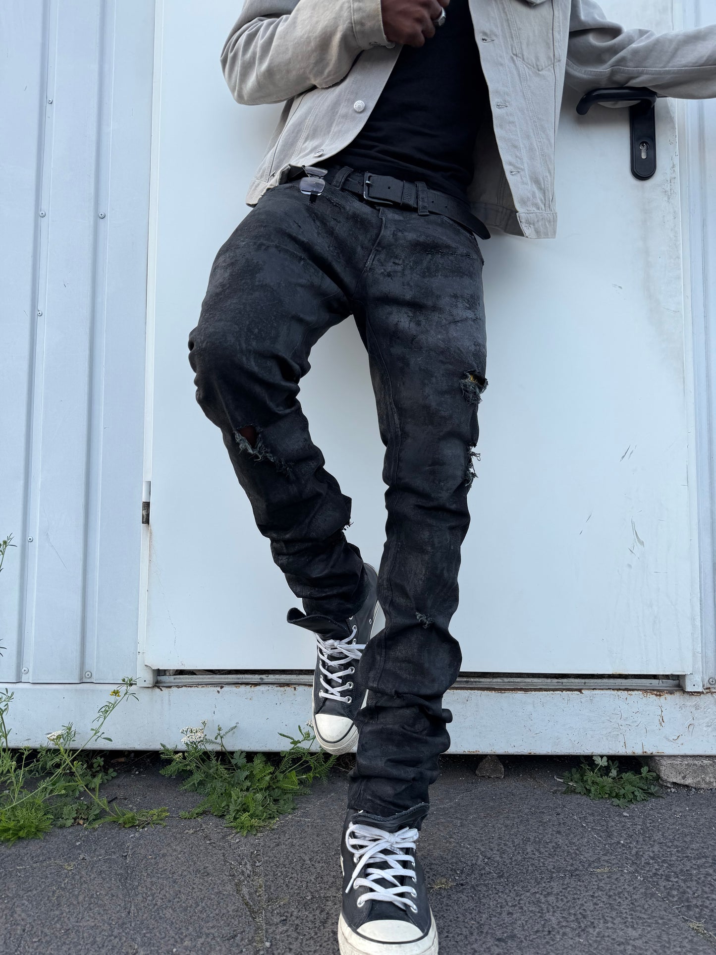 Distressed Coated Denim (Slim Fit)