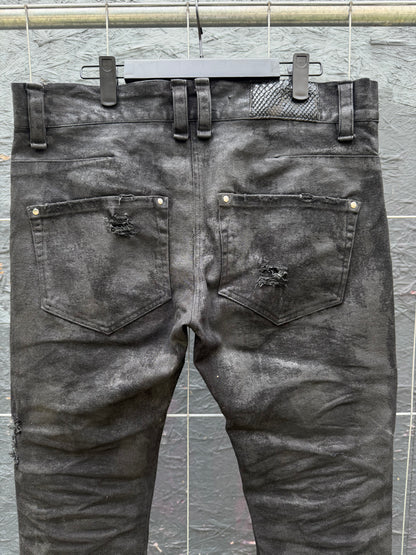 Distressed Coated Denim (Slim Fit)