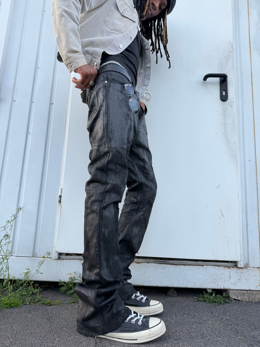 Distressed Coated Denim (Boot Cut)